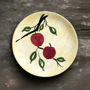 Vintage Blue Ridge Pottery 10.5" Plate APPLE JACK Yellow Sponge *AS IS*